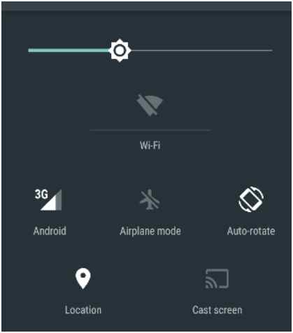 Android device showing the settings